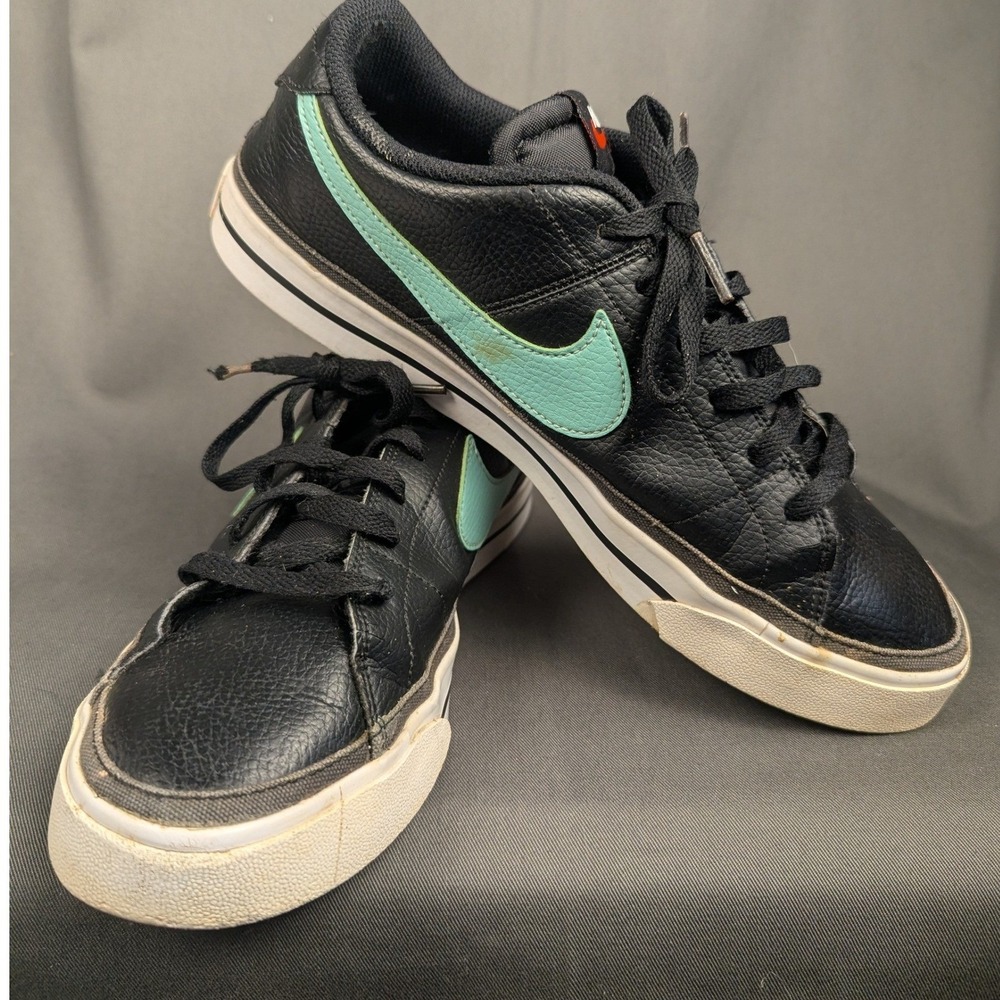 11 Leather Women Nike Court Legacy Black Teal Tiffany Blue Sneakers Swoosh